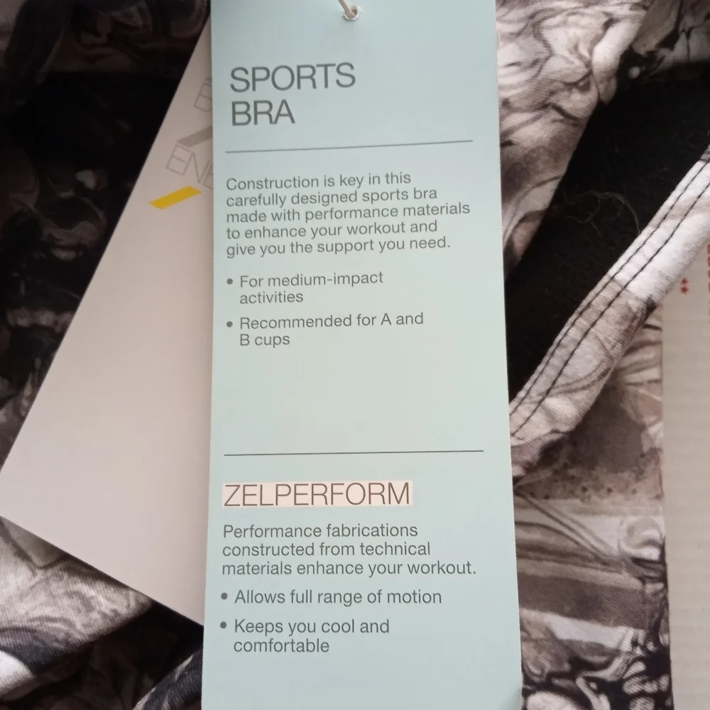 Zella NWT Woman's Gray Marble Sports Athletic Bra Top - Picture 6 of 7